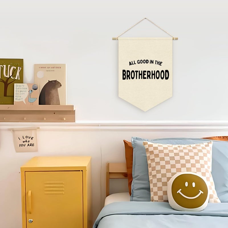 ETVISO Boy Nursery Decor, Playroom Wall Decor, Brotherhood Wall Hanging Pennant Flag Banner Decor for Nursery Classroom Playroom Kids Room, Playroom Essentials - Image 2